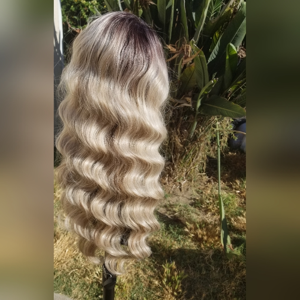 Ash Blonde Hollywood Deep Wave Wig - Picture 3 of 10